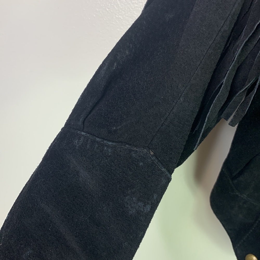 VTG 70s Learsi Black Rancher Western Fringe Suede Leather Jacket Womens Small - Picture 9 of 13